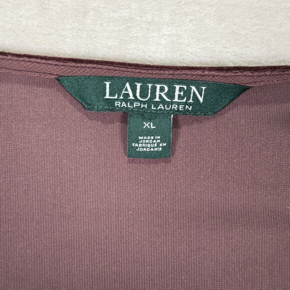 LAUREN RALPH LAUREN Burgundy Velvet Tunic Button Shoulder Womens Size XL - Picture 5 of 10